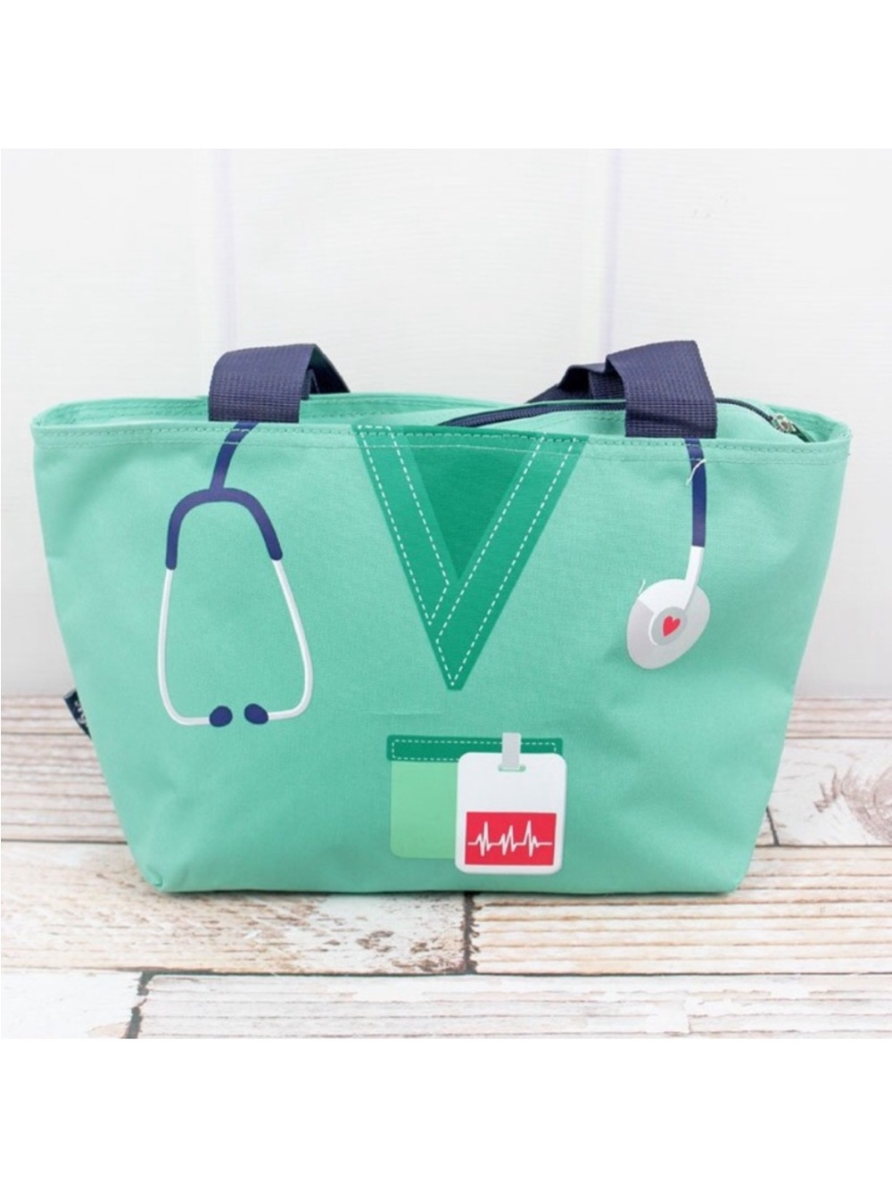 New Insulated Lunch Tote Bag | Mint Nurse Doctor Medical Print